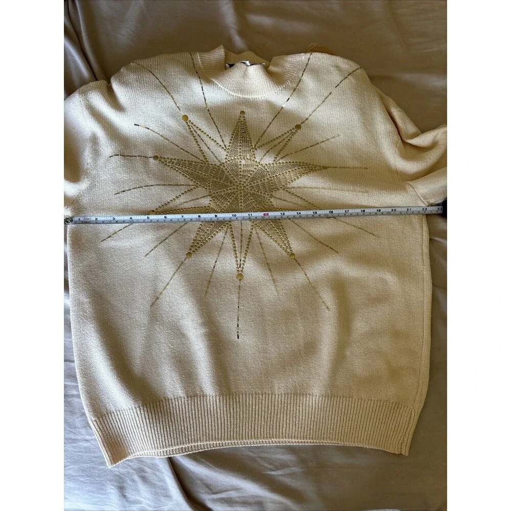 Vintage St John by Marie Gray Embellished Gold‎ & Cream Knit Sweater
